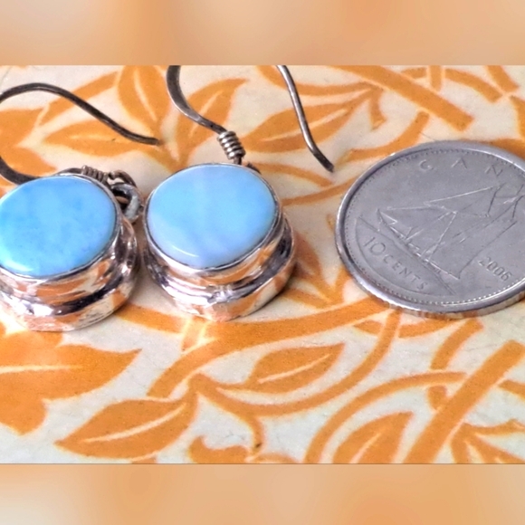 925 sterling silver earrings with larimar stone - Picture 2 of 7
